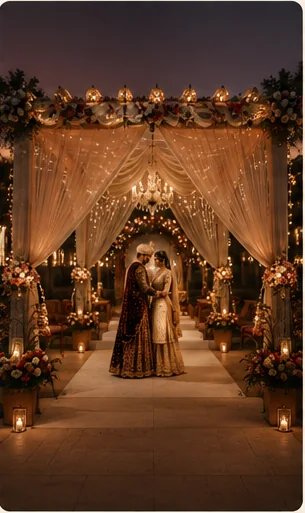 Decorated wedding ceremony venue