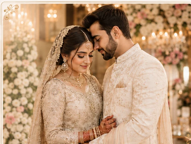 Elegant wedding couple portrait