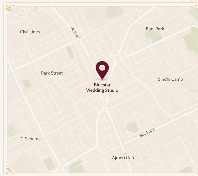 Map showing Bluestar Wedding Studio location